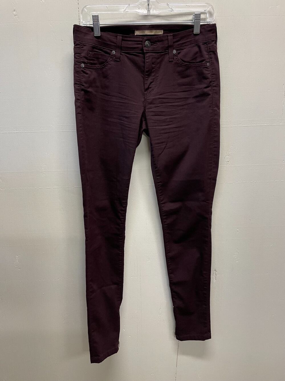 Vince Jeans Skinny Zip Leg Dark Raisin Size 27 Mid Rise Stretch